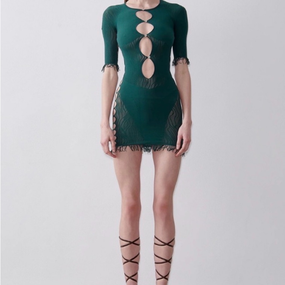 POSTER GIRL Teal Cut-Out Mini Dress